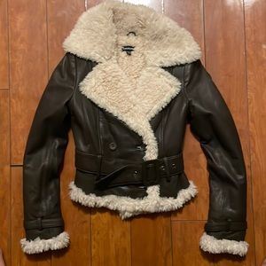 Bebe leather and furry Jacket